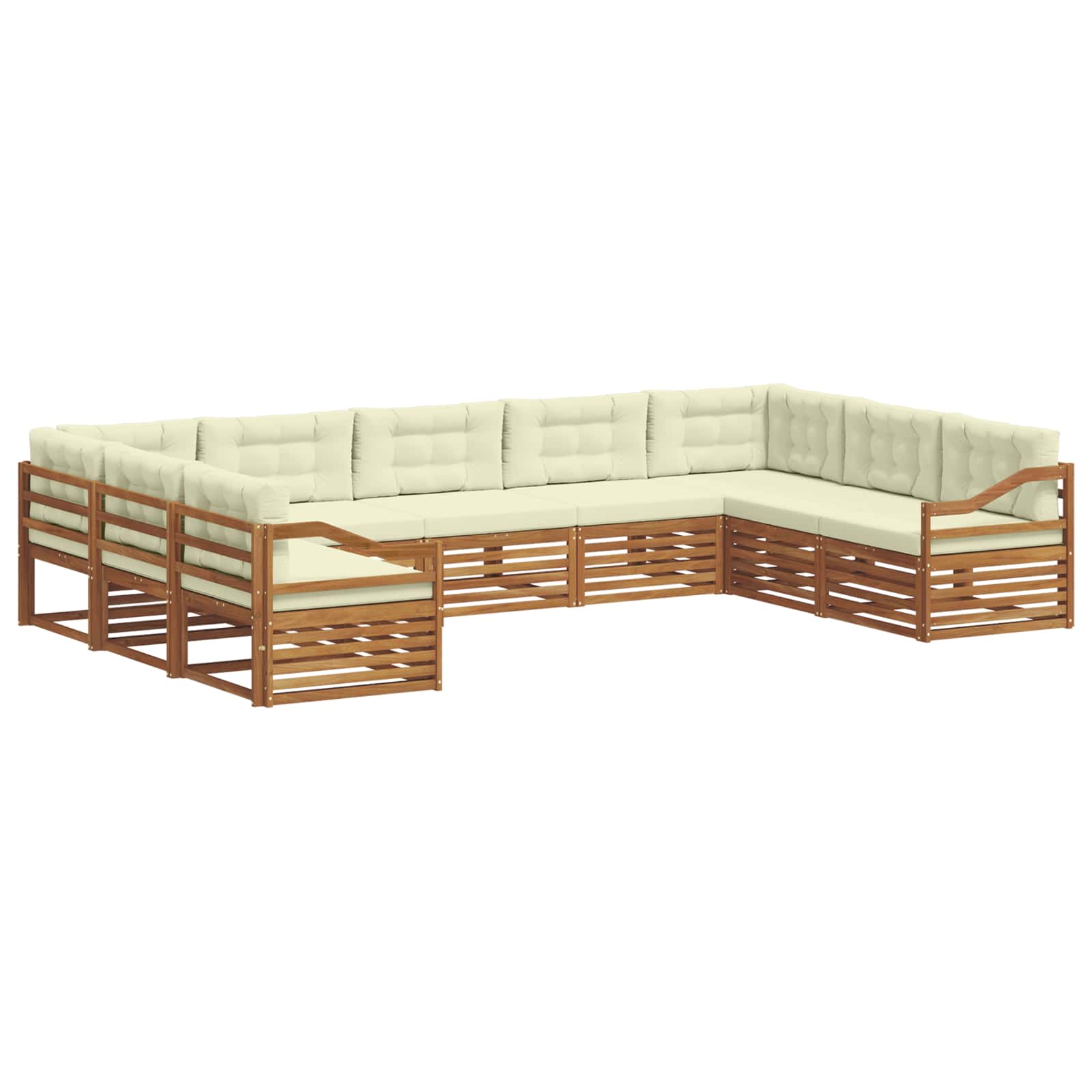 Outdoor-Sofagarnitur 9 pcs Natur und Creme Massivholz Akazie