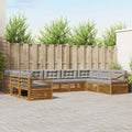 Outdoor-Sofagarnitur mit Kissen 9 pcs Natürlich und Hellgrau