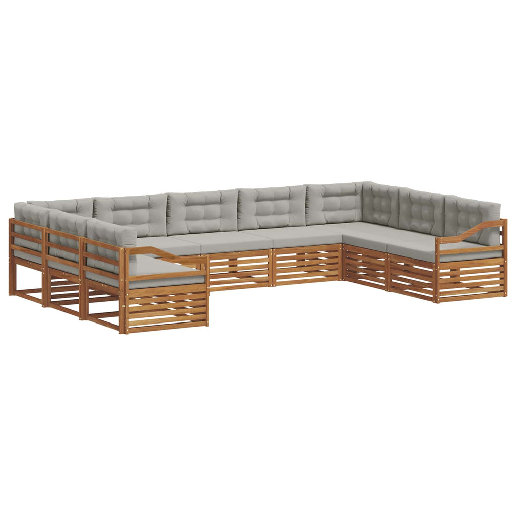 Outdoor-Sofagarnitur mit Kissen 9 pcs Natürlich und Hellgrau