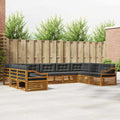 Outdoor-Sofagarnitur mit Kissen 9 pcs Natur und Anthrazit