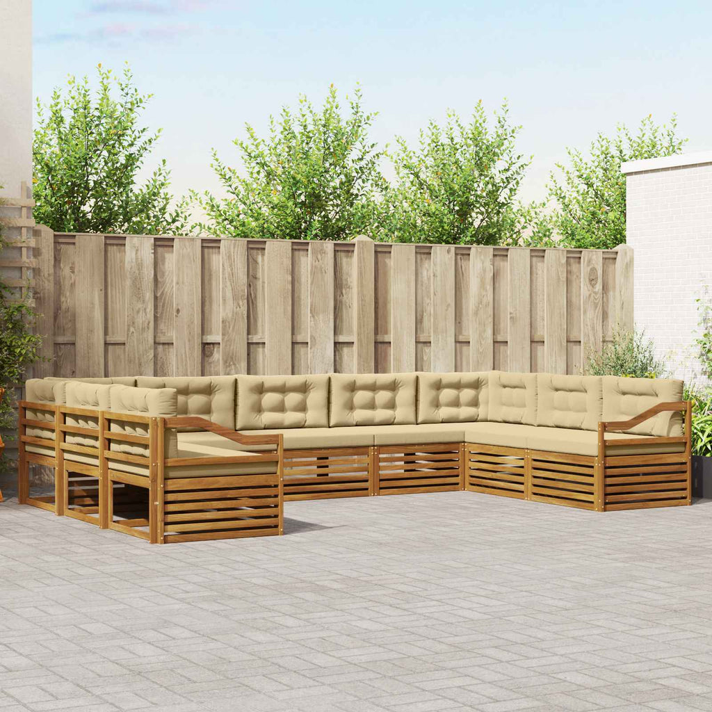 Outdoor-Sofagarnitur 9 pcs Natur und Beige Massivholz Akazie