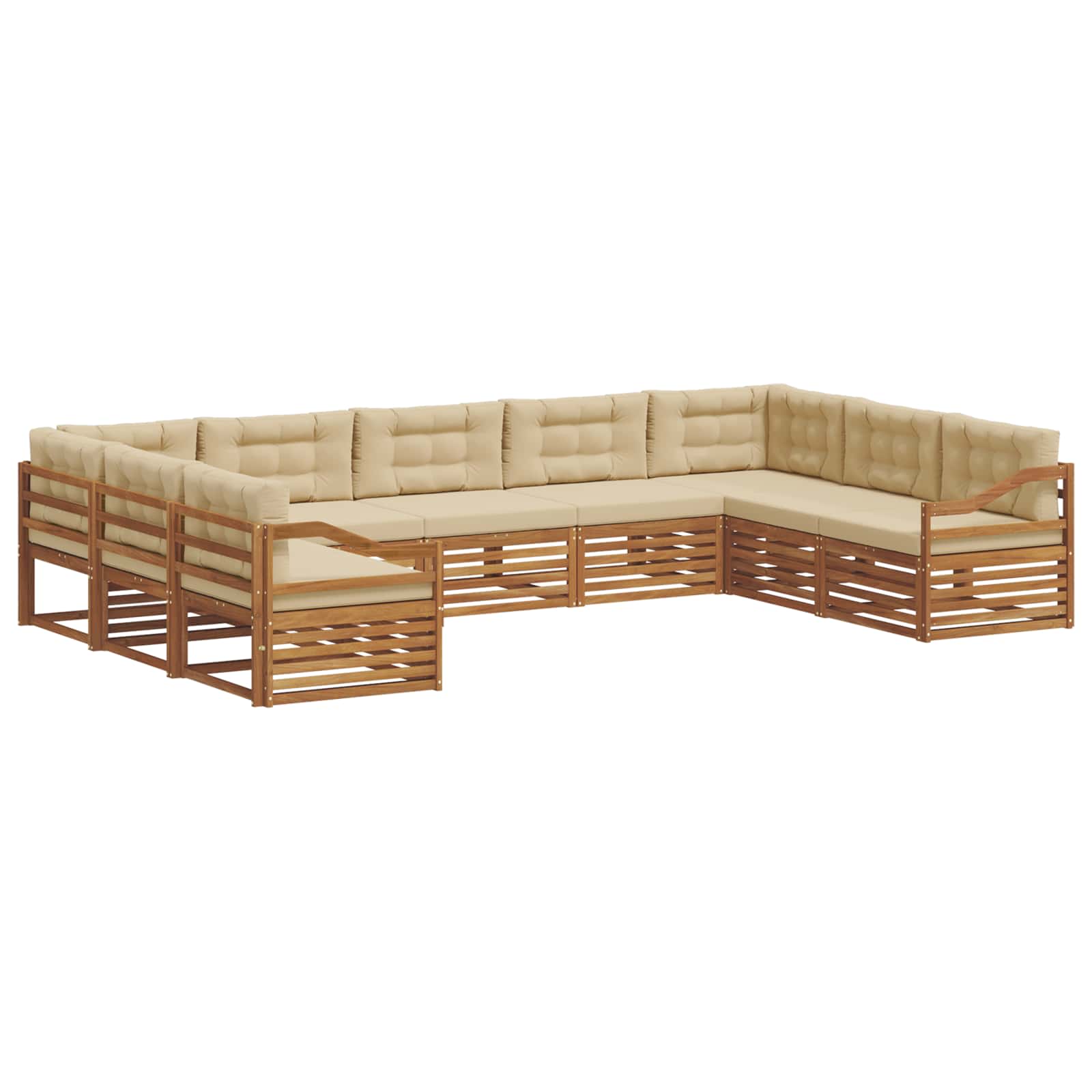 Outdoor-Sofagarnitur 9 pcs Natur und Beige Massivholz Akazie