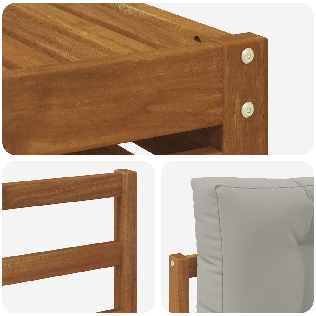Outdoor-Sofagarnitur mit Kissen 10 pcs Natürlich und Hellgrau