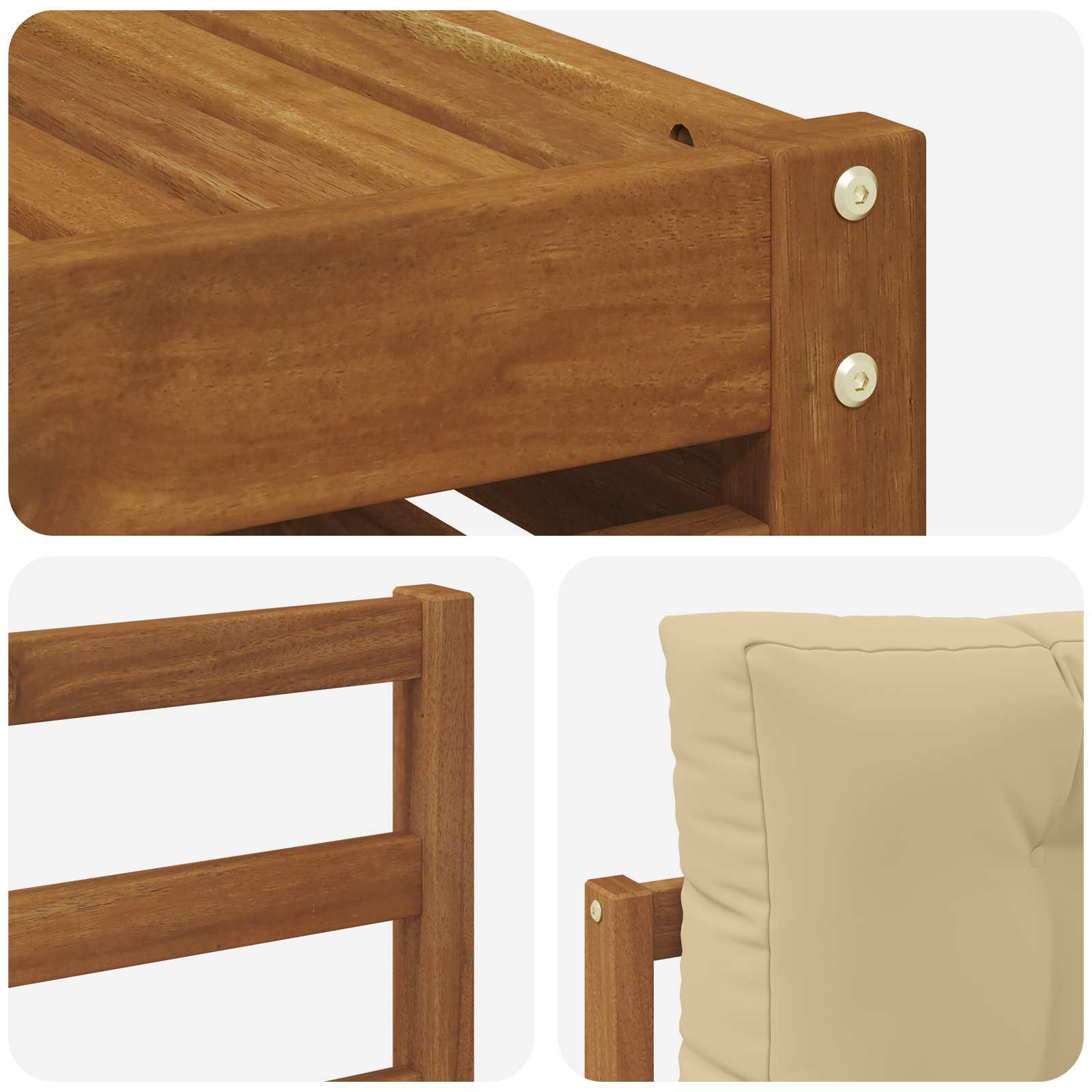 Outdoor-Sofagarnitur 10 pcs Natur und Beige Massivholz Akazie