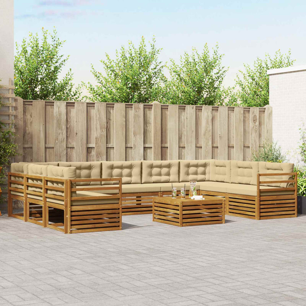 Outdoor-Sofagarnitur 10 pcs Natur und Beige Massivholz Akazie