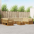 Outdoor-Sofagarnitur 10 pcs Natur und Beige Massivholz Akazie
