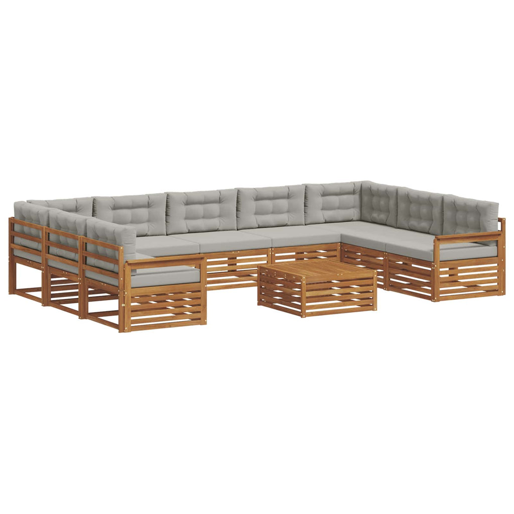 Outdoor-Sofagarnitur mit Kissen 10 pcs Natürlich und Hellgrau