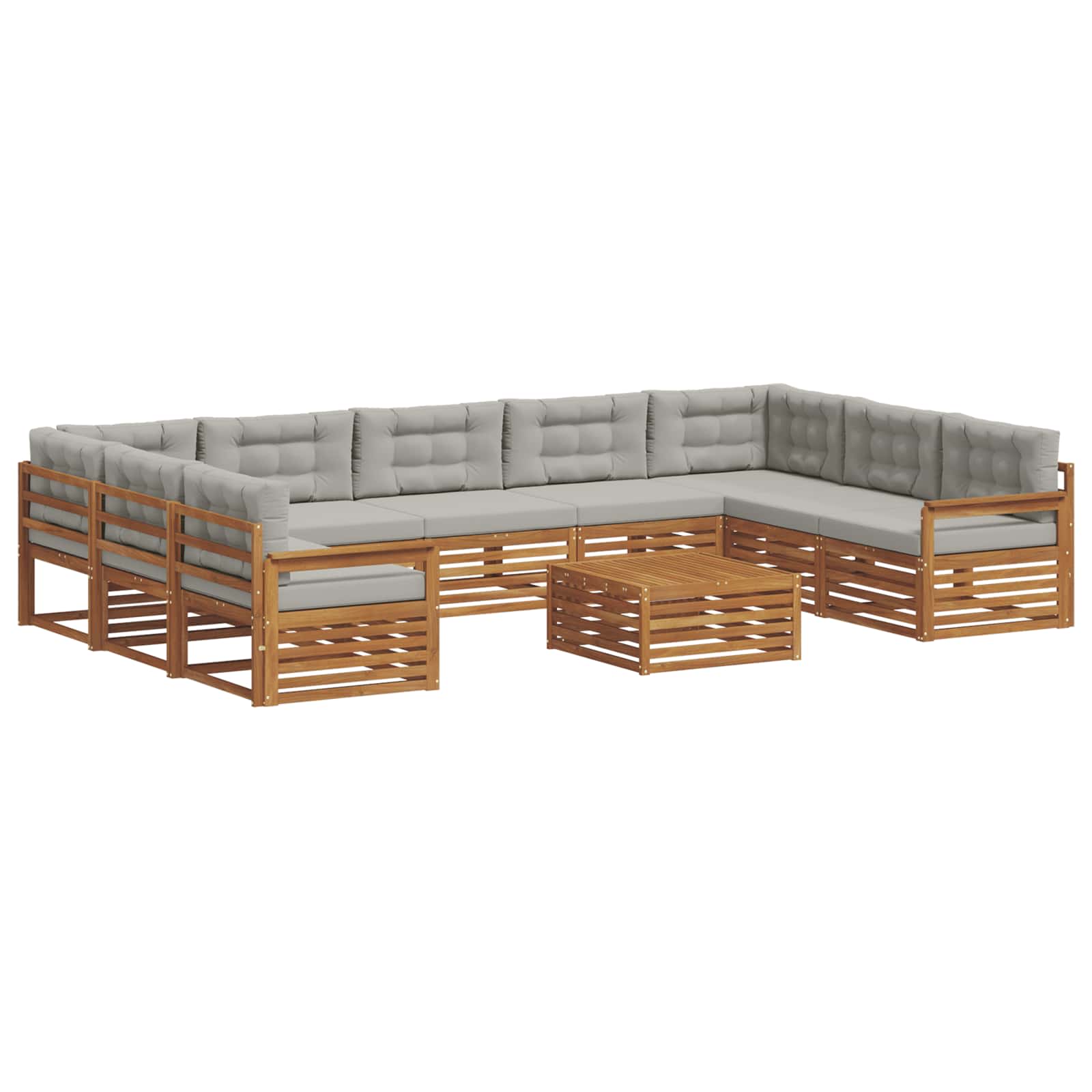 Outdoor-Sofagarnitur mit Kissen 10 pcs Natürlich und Hellgrau