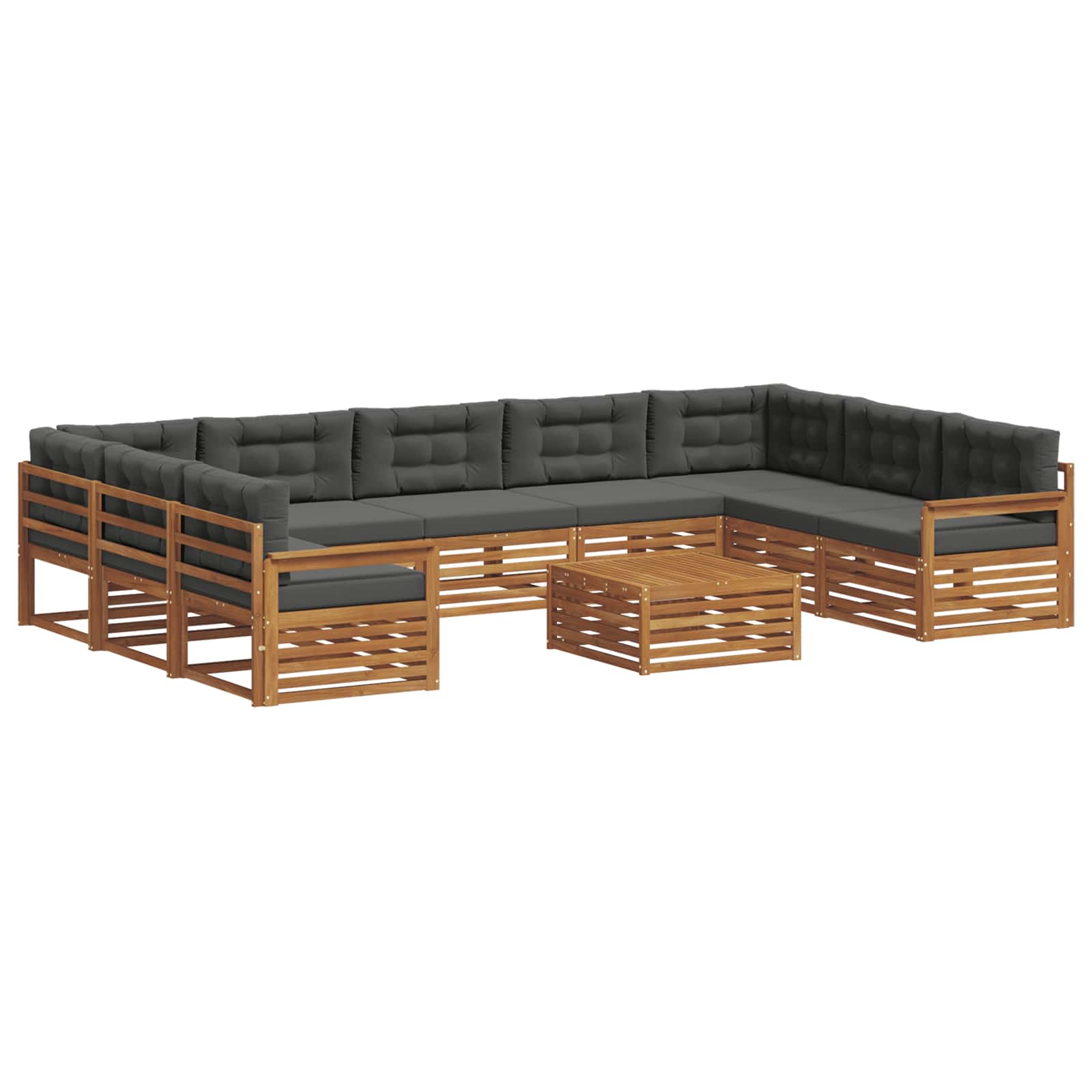 Outdoor-Sofagarnitur mit Kissen 10 pcs Natur und Anthrazit