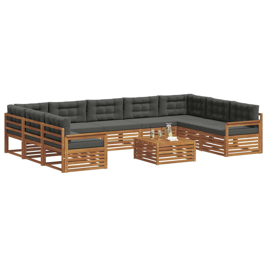 Outdoor-Sofagarnitur mit Kissen 10 pcs Natur und Anthrazit