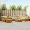 Outdoor-Sofagarnitur 10 pcs Natur und Beige Massivholz Akazie