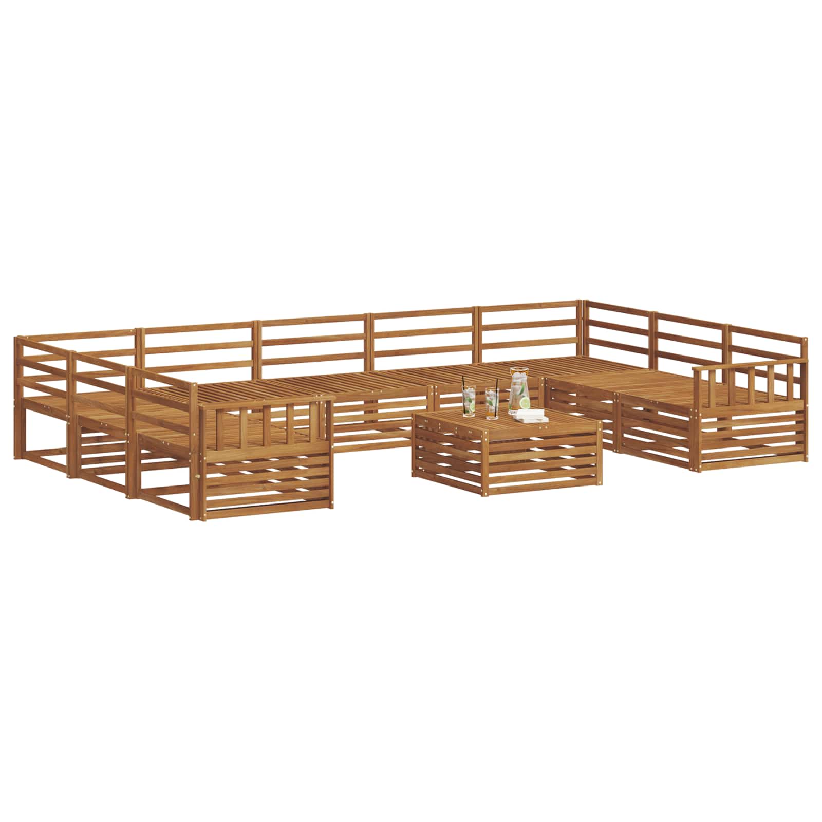 Outdoor-Sofagarnitur 10 pcs Natur Massivholz Akazie