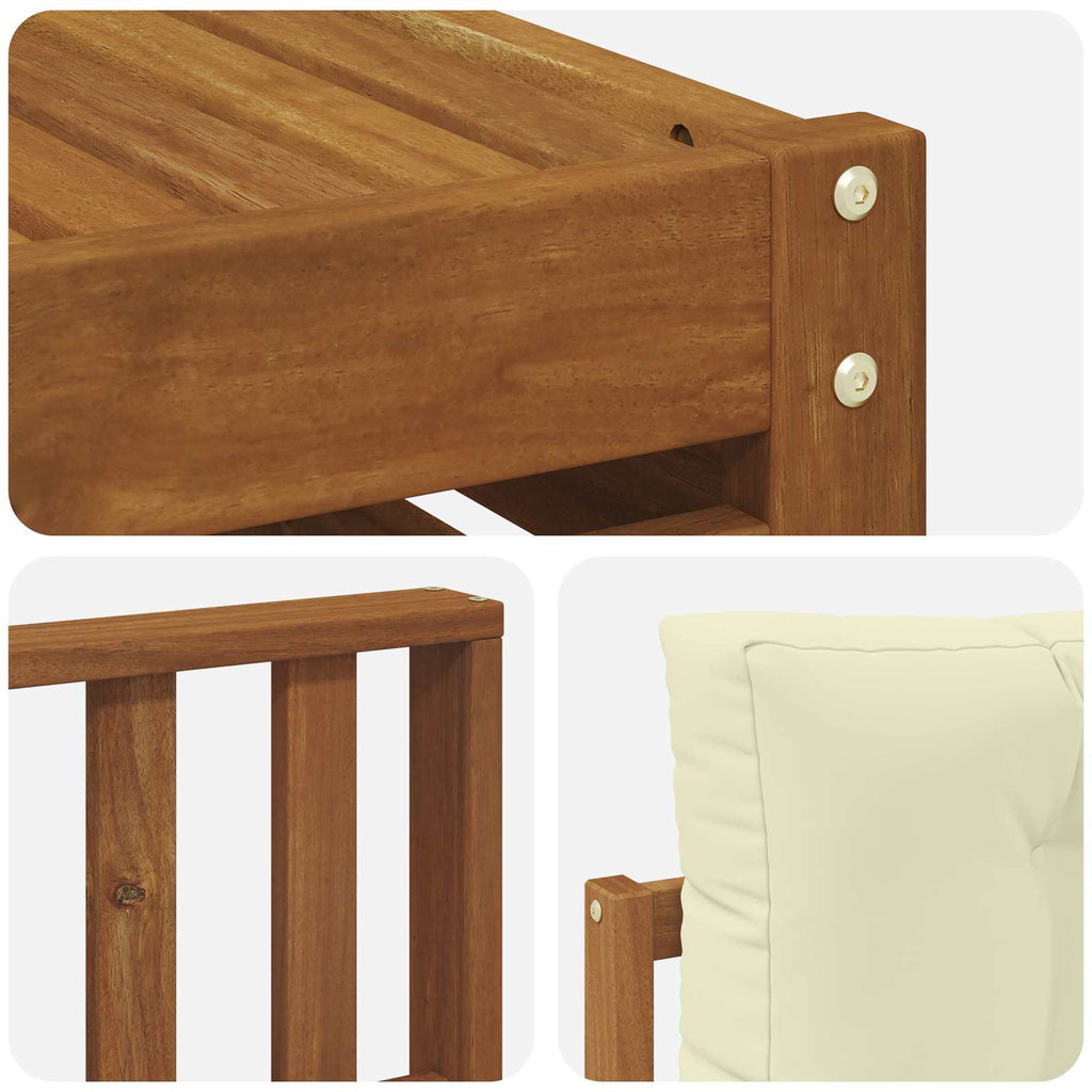 Outdoor-Sofagarnitur 10 pcs Natur und Creme Massivholz Akazie