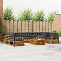 Outdoor-Sofagarnitur mit Kissen 10 pcs Natur und Anthrazit