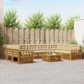 Outdoor-Sofagarnitur 10 pcs Natur und Beige Massivholz Akazie