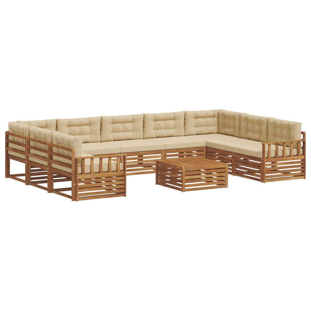 Outdoor-Sofagarnitur 10 pcs Natur und Beige Massivholz Akazie