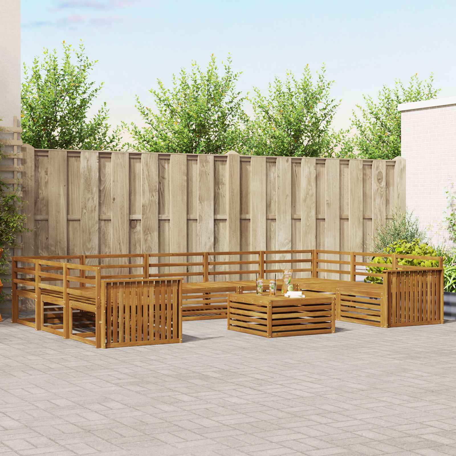 Outdoor-Sofagarnitur 10 pcs Natur Massivholz Akazie