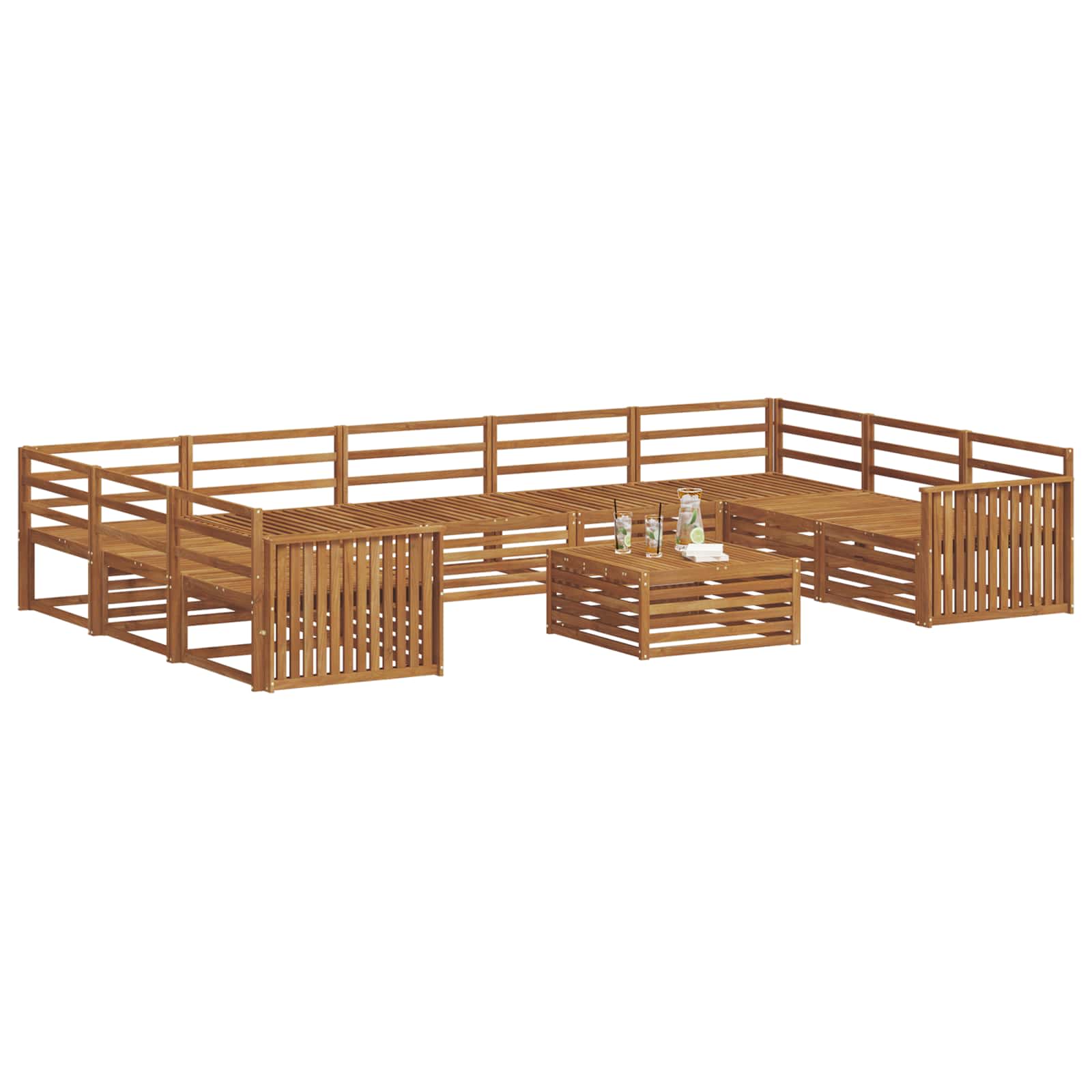 Outdoor-Sofagarnitur 10 pcs Natur Massivholz Akazie