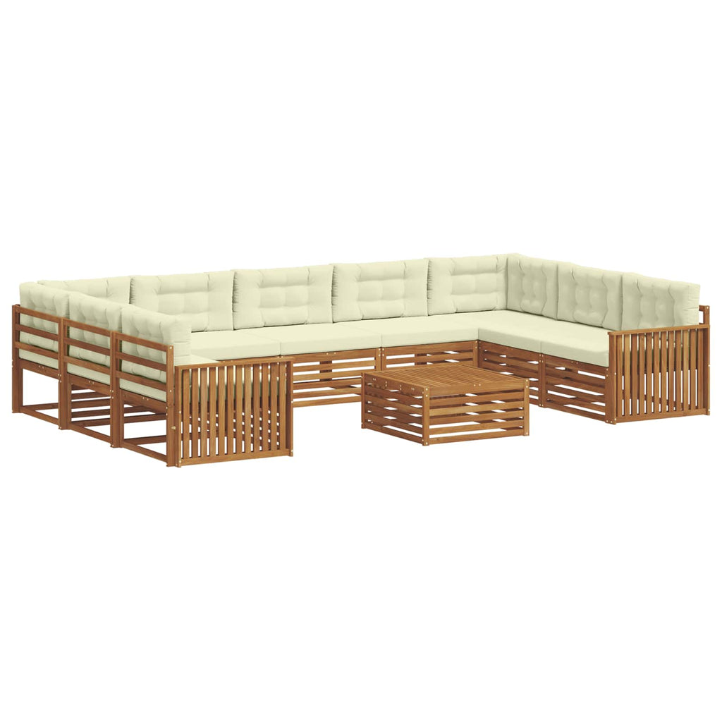 Outdoor-Sofagarnitur 10 pcs Natur und Creme Massivholz Akazie