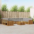 Outdoor-Sofagarnitur mit Kissen 10 pcs Natürlich und Hellgrau