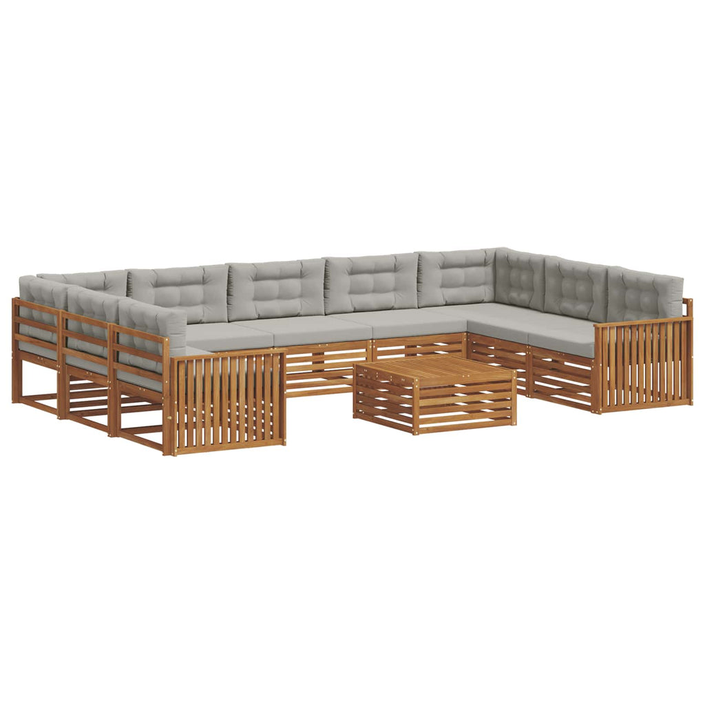 Outdoor-Sofagarnitur mit Kissen 10 pcs Natürlich und Hellgrau