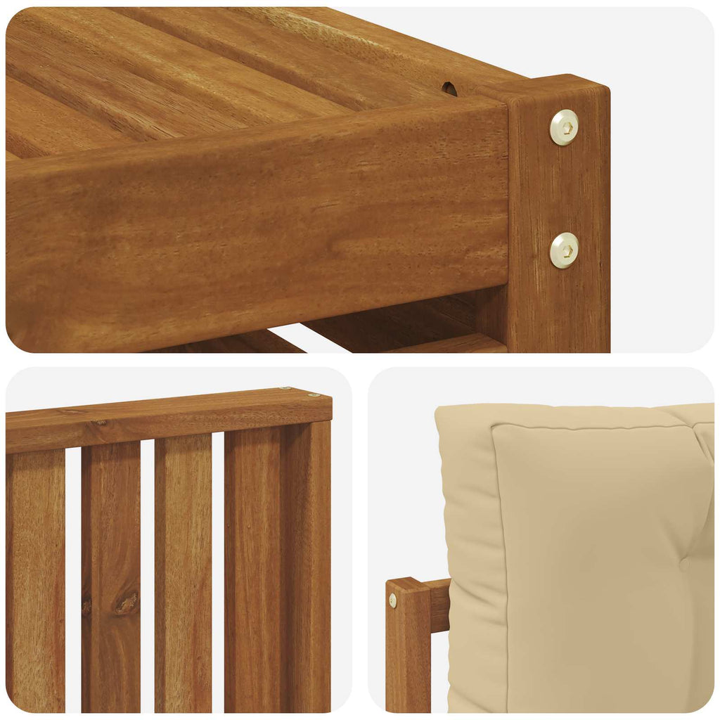 Outdoor-Sofagarnitur 10 pcs Natur und Beige Massivholz Akazie