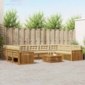 Outdoor-Sofagarnitur 10 pcs Natur und Beige Massivholz Akazie
