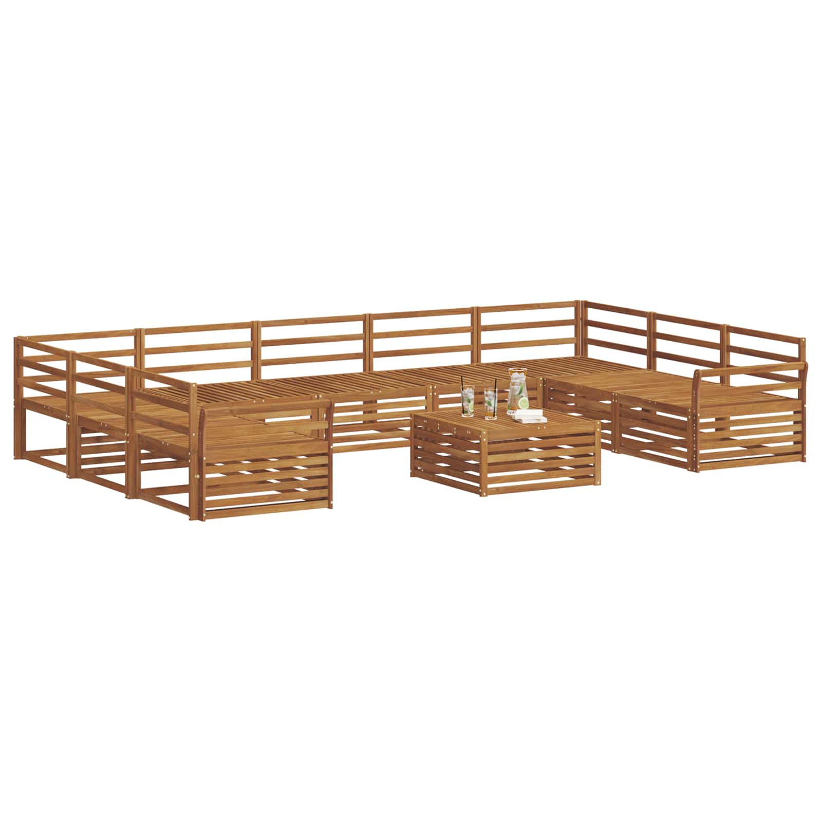 Outdoor-Sofagarnitur 10 pcs Natur Massivholz Akazie