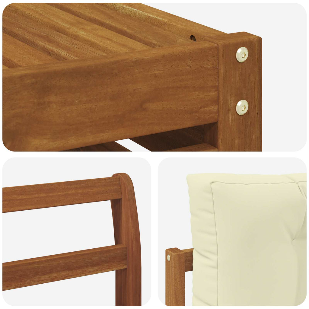 Outdoor-Sofagarnitur 10 pcs Natur und Creme Massivholz Akazie
