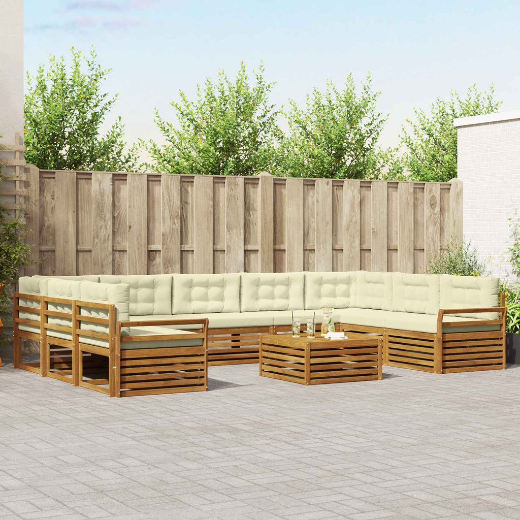 Outdoor-Sofagarnitur 10 pcs Natur und Creme Massivholz Akazie
