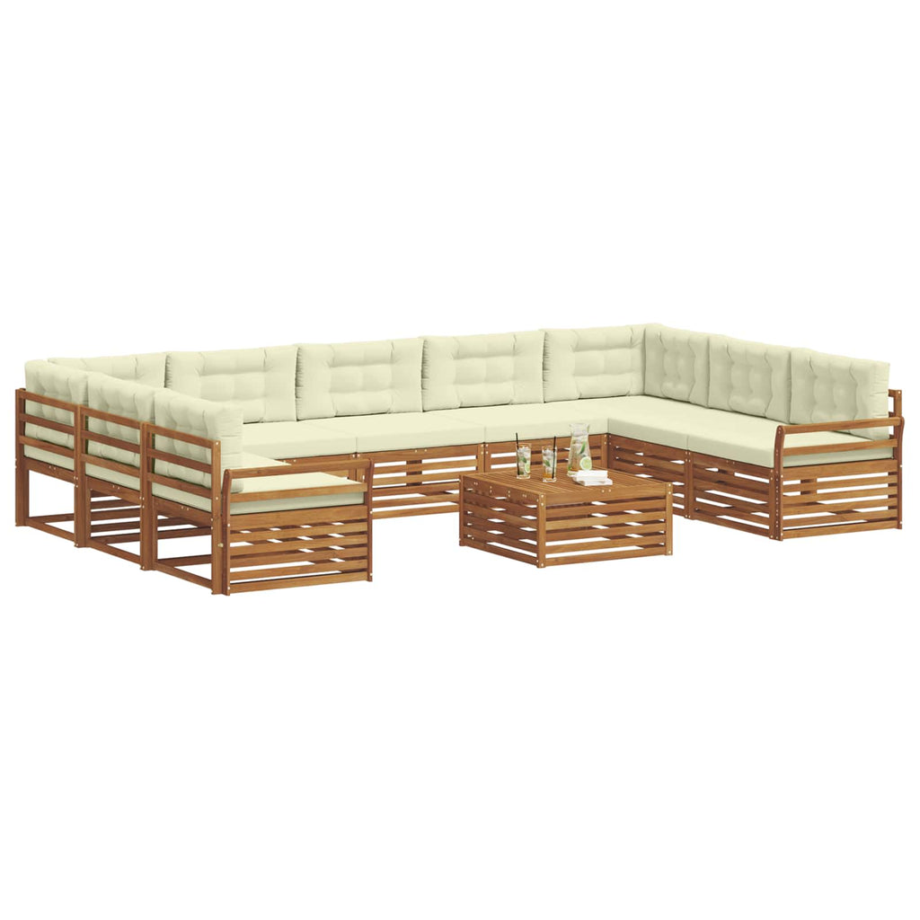 Outdoor-Sofagarnitur 10 pcs Natur und Creme Massivholz Akazie
