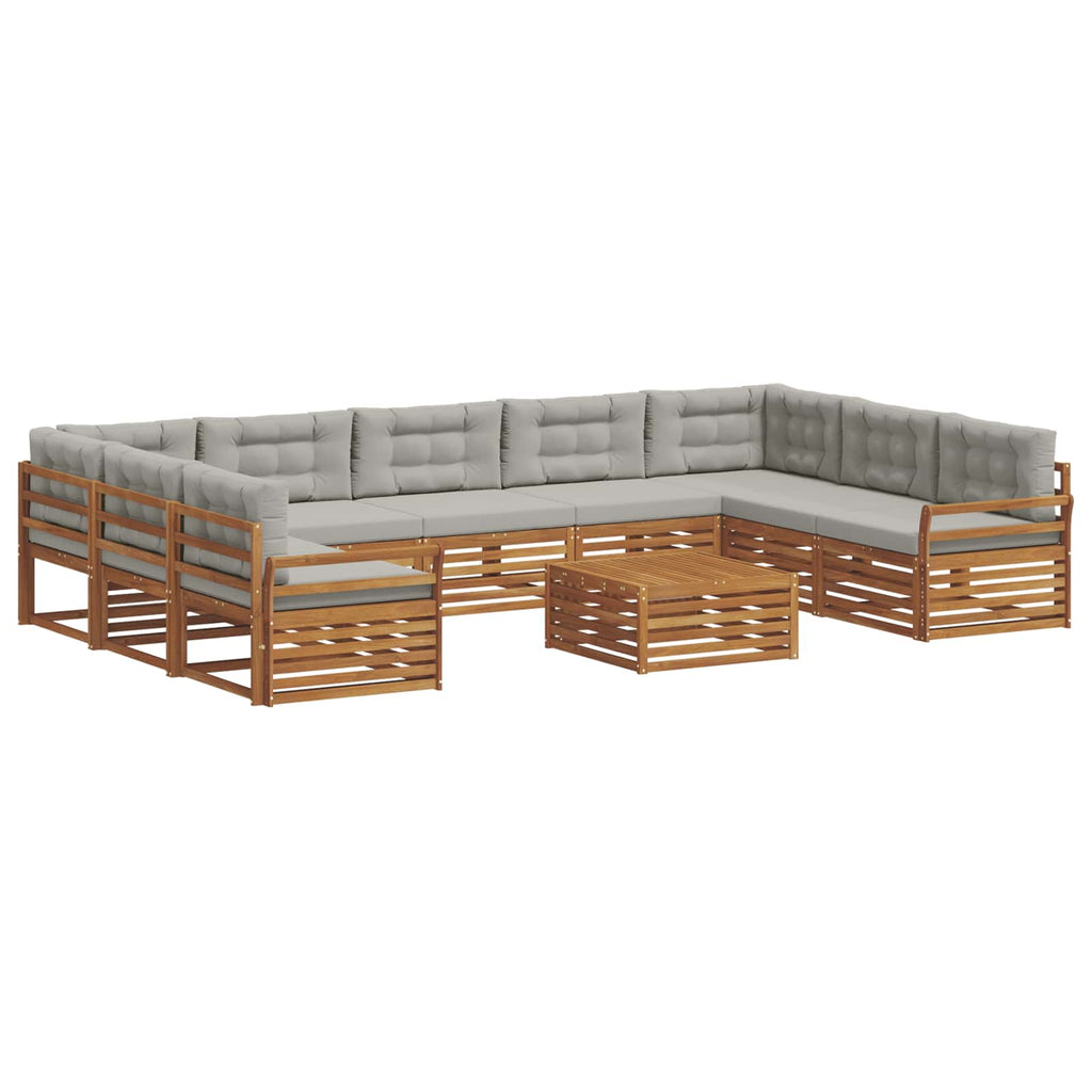 Outdoor-Sofagarnitur mit Kissen 10 pcs Natürlich und Hellgrau
