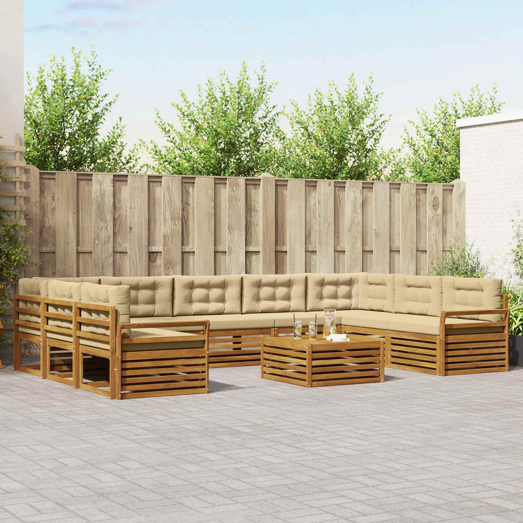Outdoor-Sofagarnitur 10 pcs Natur und Beige Massivholz Akazie