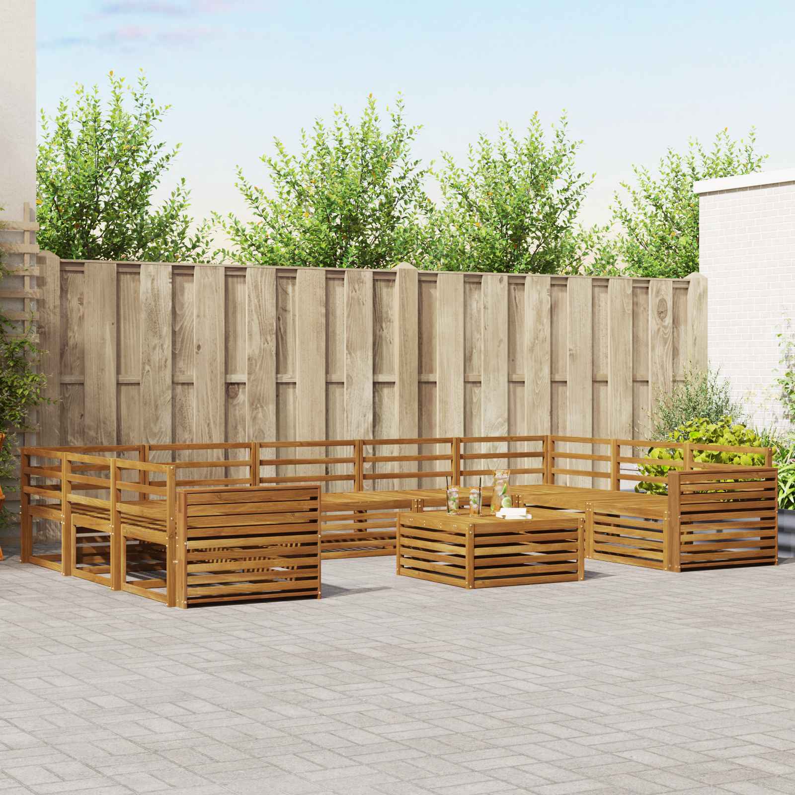 Outdoor-Sofagarnitur 10 pcs Natur Massivholz Akazie