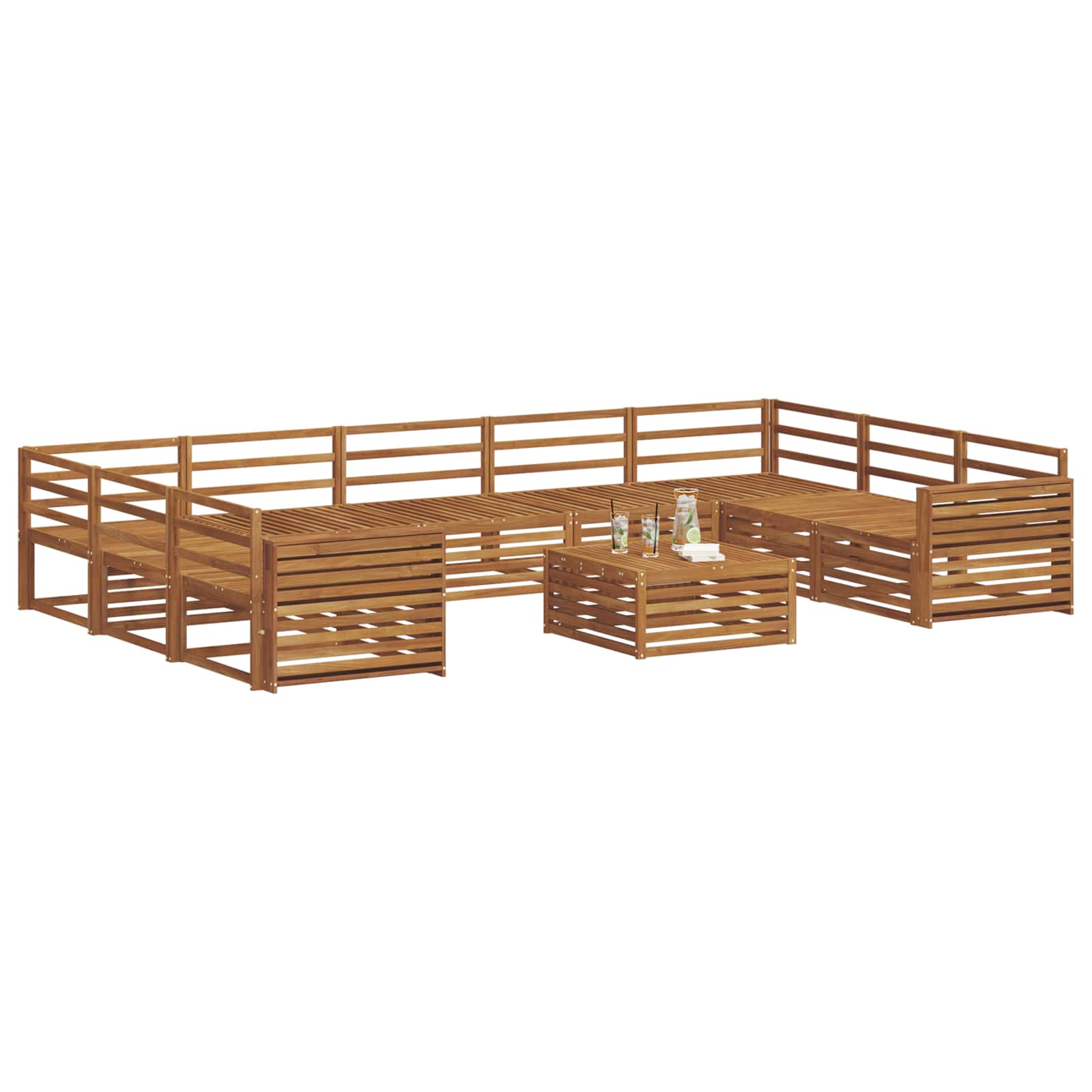Outdoor-Sofagarnitur 10 pcs Natur Massivholz Akazie