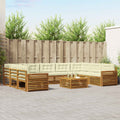 Outdoor-Sofagarnitur 10 pcs Natur und Creme Massivholz Akazie
