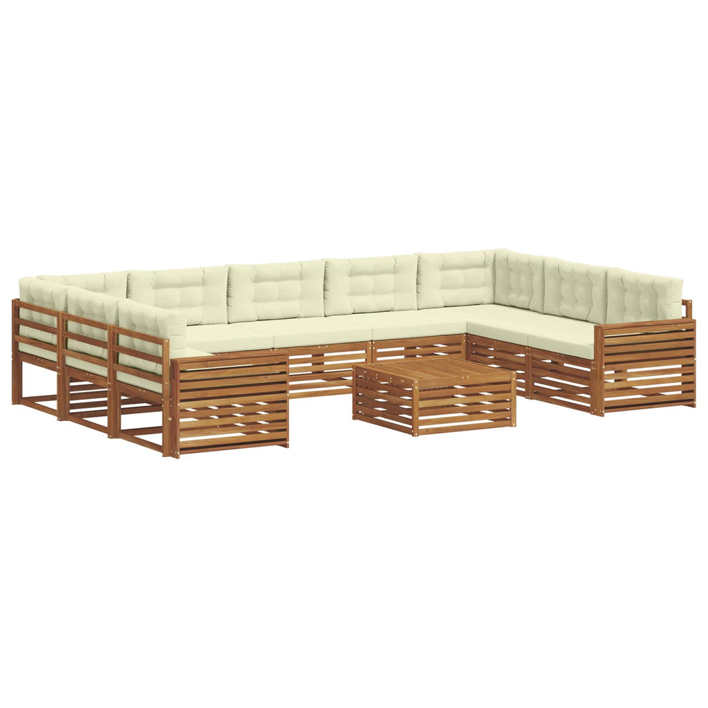 Outdoor-Sofagarnitur 10 pcs Natur und Creme Massivholz Akazie