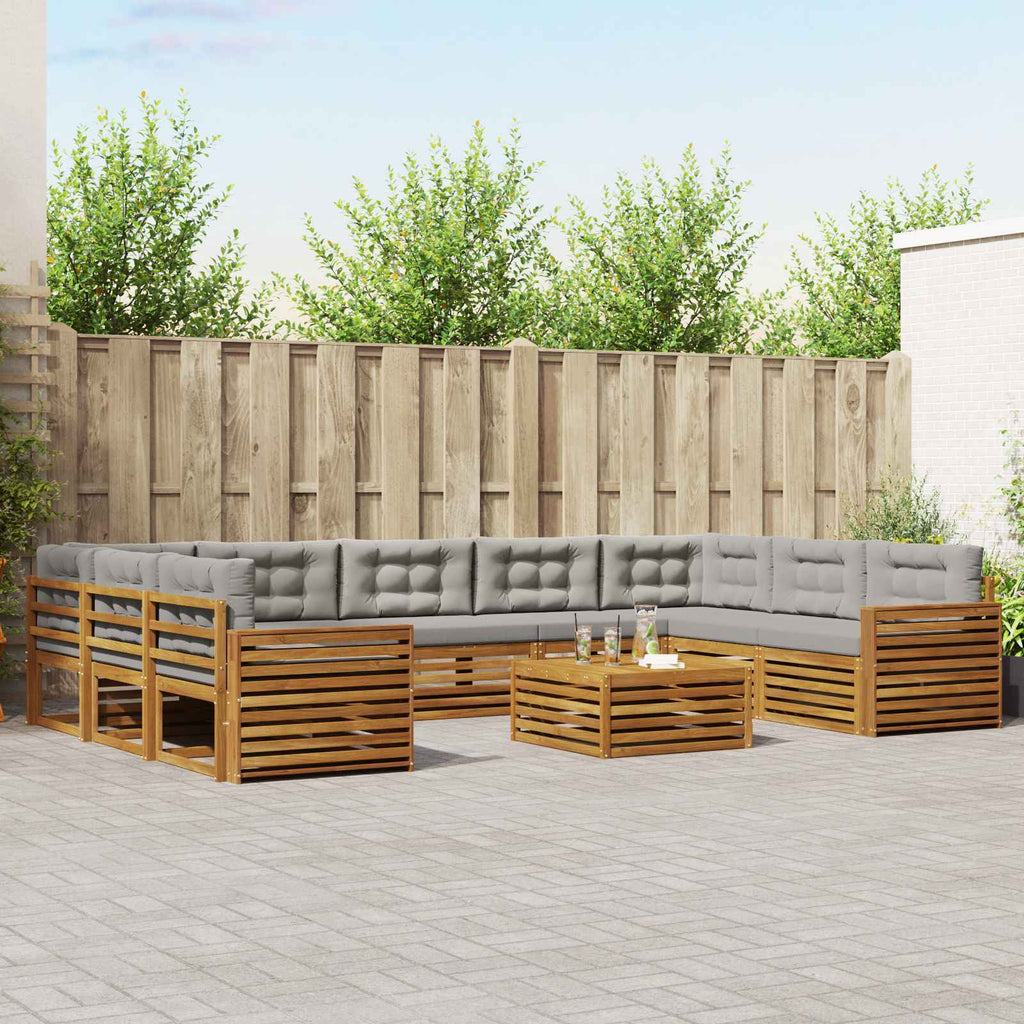 Outdoor-Sofagarnitur mit Kissen 10 pcs Natürlich und Hellgrau