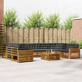 Outdoor-Sofagarnitur mit Kissen 10 pcs Natur und Anthrazit