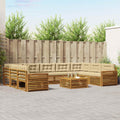 Outdoor-Sofagarnitur 10 pcs Natur und Beige Massivholz Akazie
