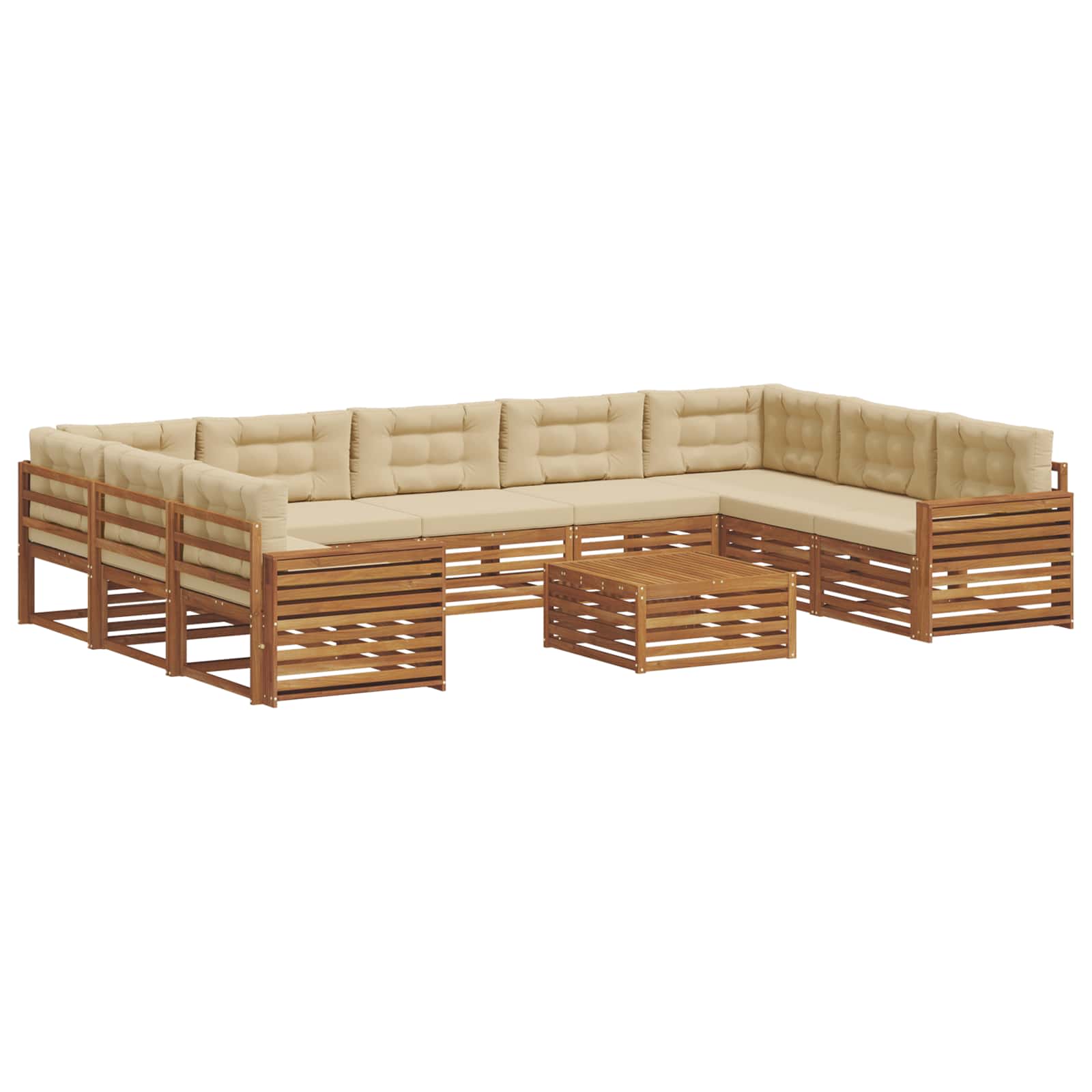 Outdoor-Sofagarnitur 10 pcs Natur und Beige Massivholz Akazie