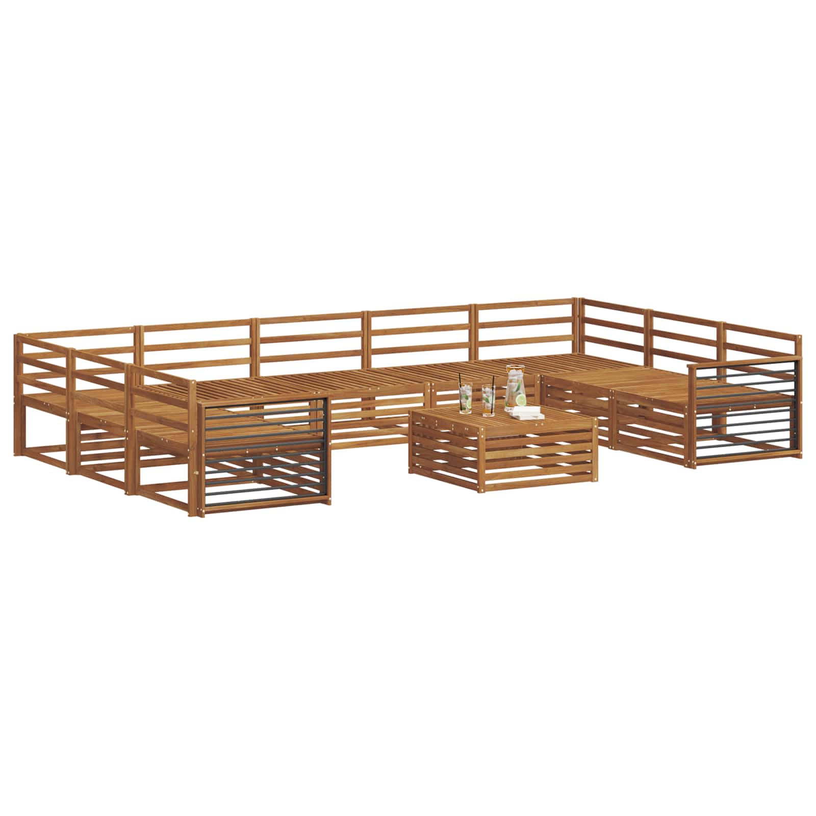 Sofagarnituren 10 pcs Natur Massivholz Akazie