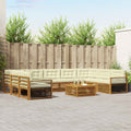 Outdoor-Sofagarnitur 10 pcs Natur und Creme Massivholz Akazie