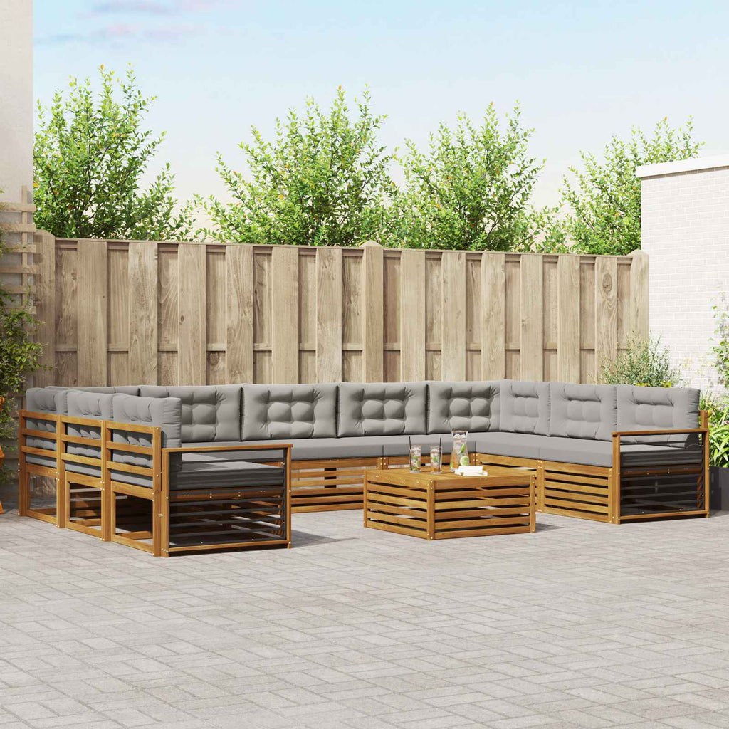 Outdoor-Sofagarnitur mit Kissen 10 pcs Natürlich und Hellgrau