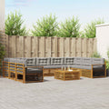 Outdoor-Sofagarnitur mit Kissen 10 pcs Natürlich und Hellgrau
