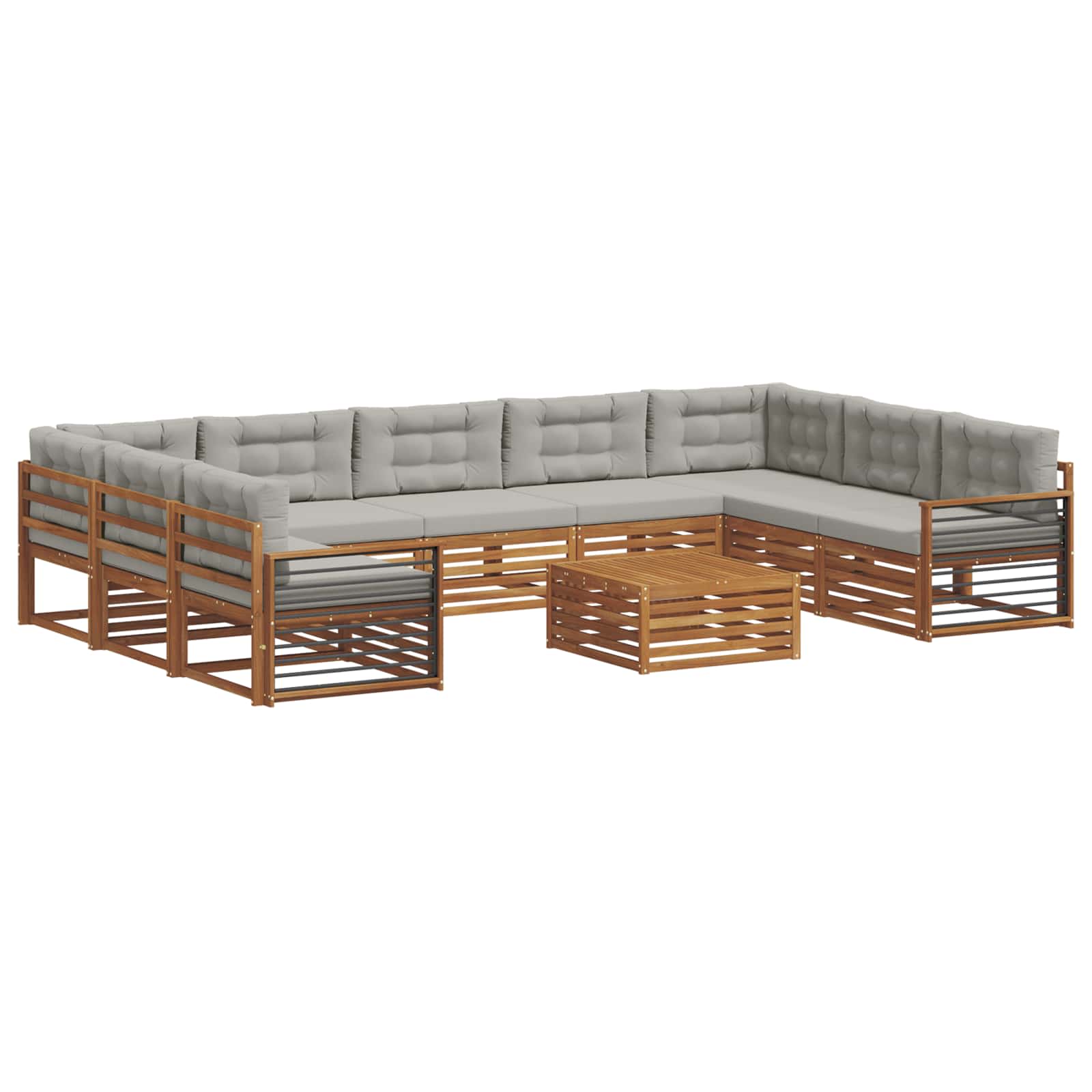 Outdoor-Sofagarnitur mit Kissen 10 pcs Natürlich und Hellgrau
