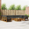 Outdoor-Sofagarnitur mit Kissen 10 pcs Natur und Anthrazit