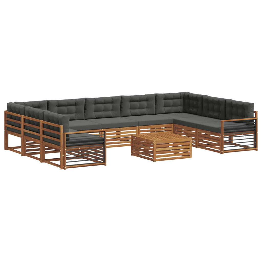 Outdoor-Sofagarnitur mit Kissen 10 pcs Natur und Anthrazit