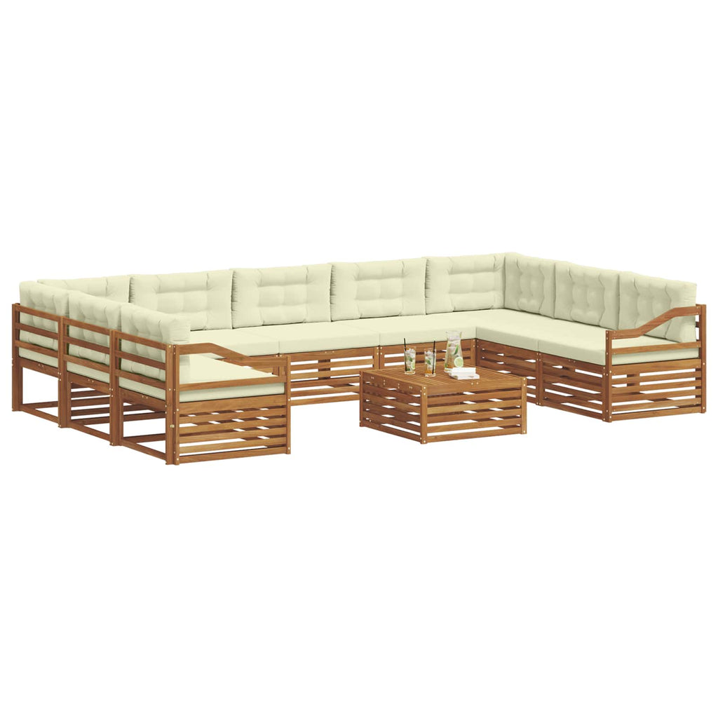 Outdoor-Sofagarnitur 10 pcs Natur und Creme Massivholz Akazie