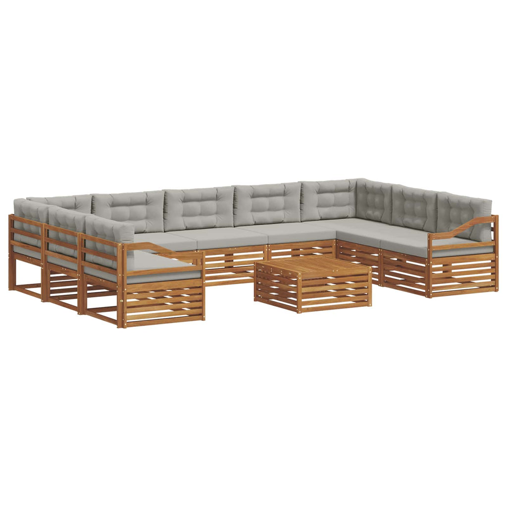 Outdoor-Sofagarnitur mit Kissen 10 pcs Natürlich und Hellgrau